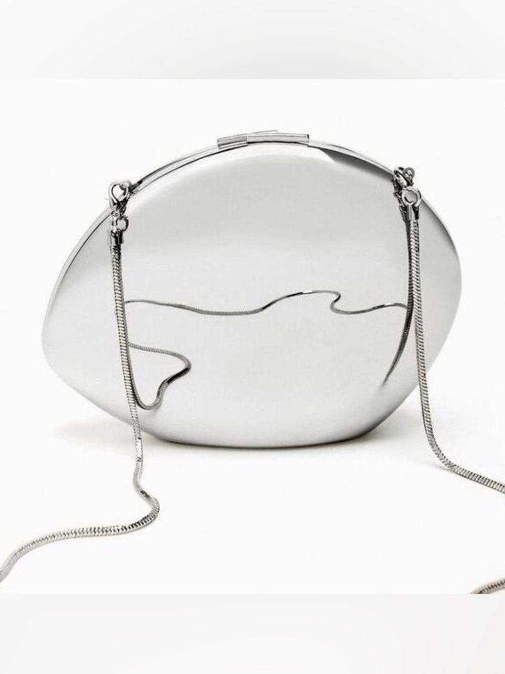 Zara Metallic Silver Box Bag